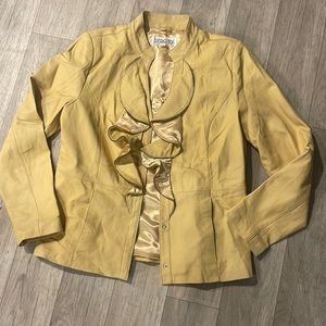 Bradley bayou leather jacket zipper ruffle detail medium